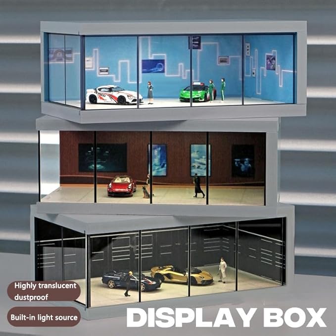 1:64 Scale Parking Lot Display Case – Diecast Car Display for Mini Cars, Model Vehicles – Diorama Garage Showroom for Collectors