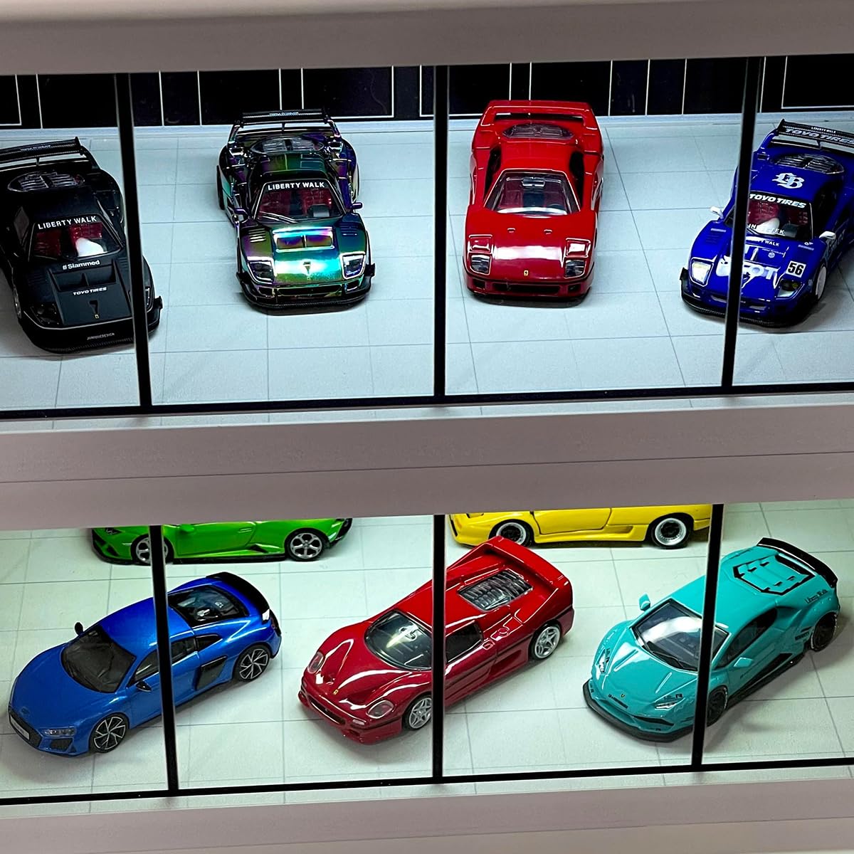 1:64 Scale Parking Lot Display Case – Diecast Car Display for Mini Cars, Model Vehicles – Diorama Garage Showroom for Collectors