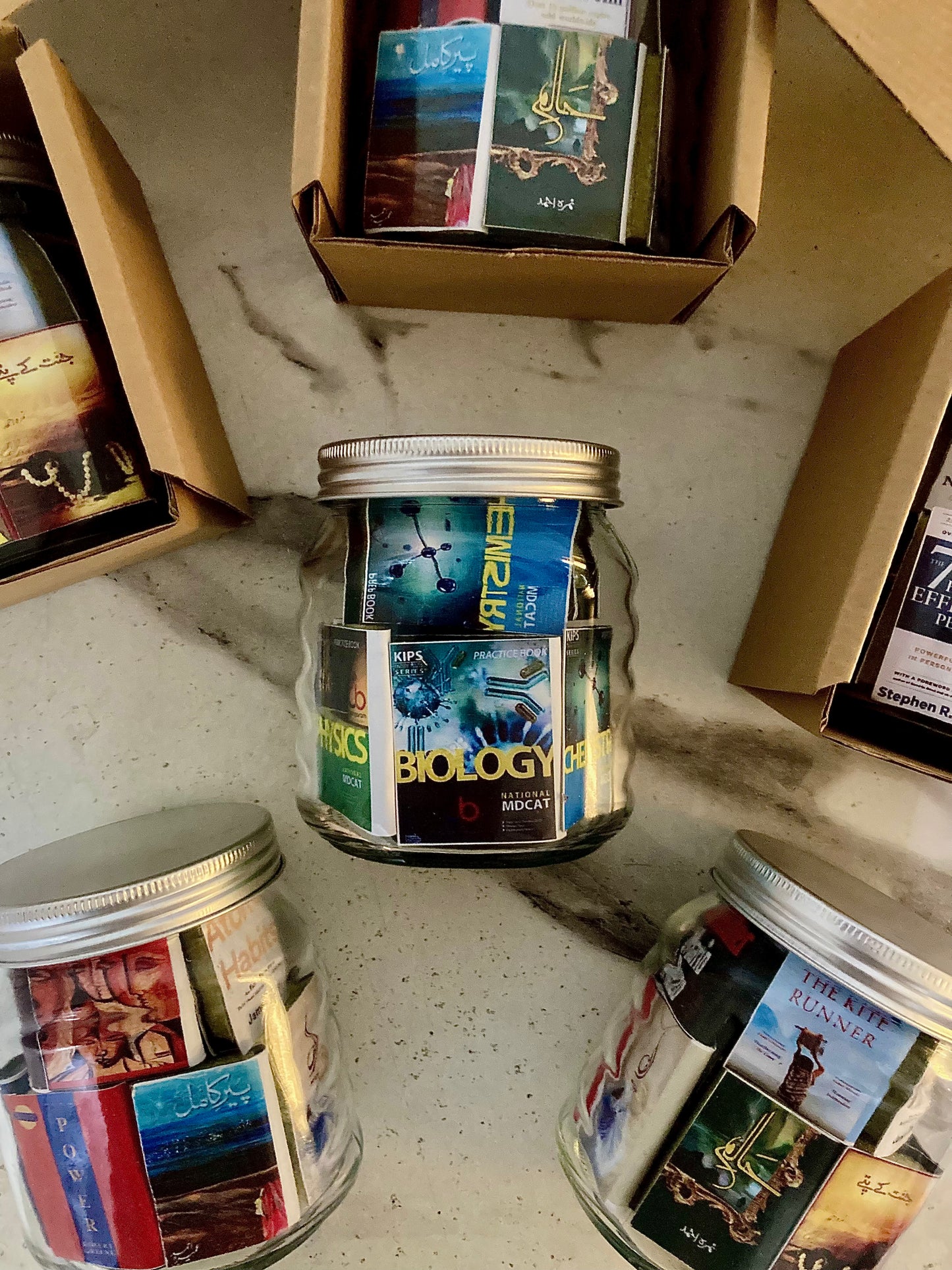MINIATURE BOOKS GLASS JAR