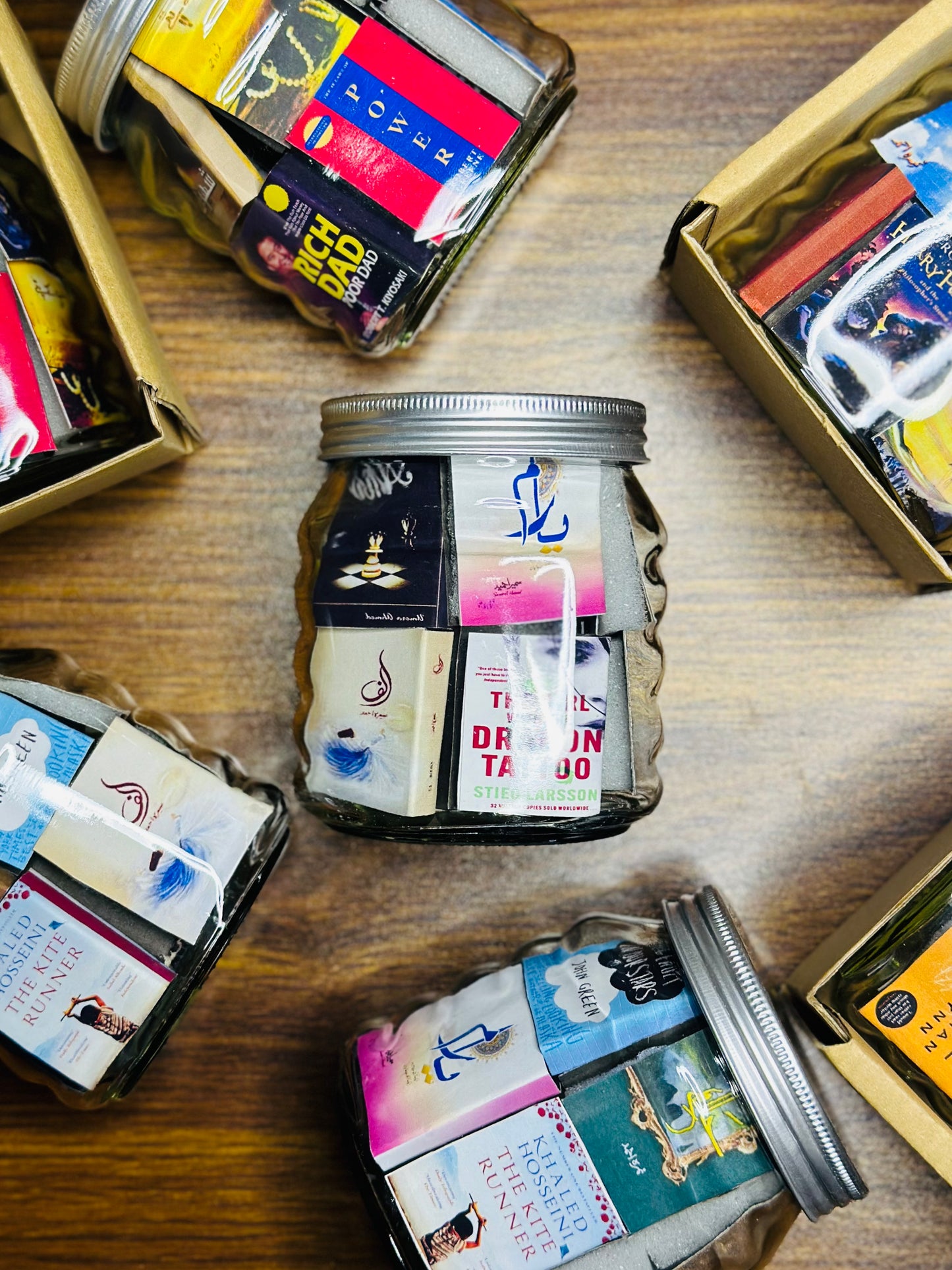MINIATURE BOOKS GLASS JAR